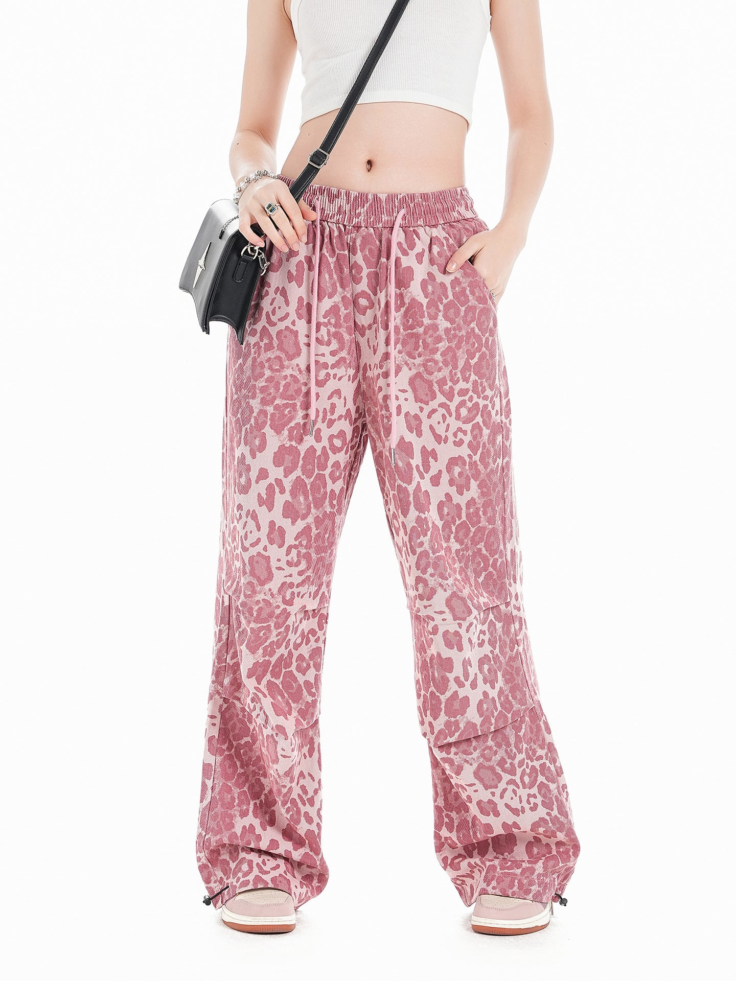 TODAMU® Women's Beautiful Trendy Street Dance Pink Leopard Print Casual Pants