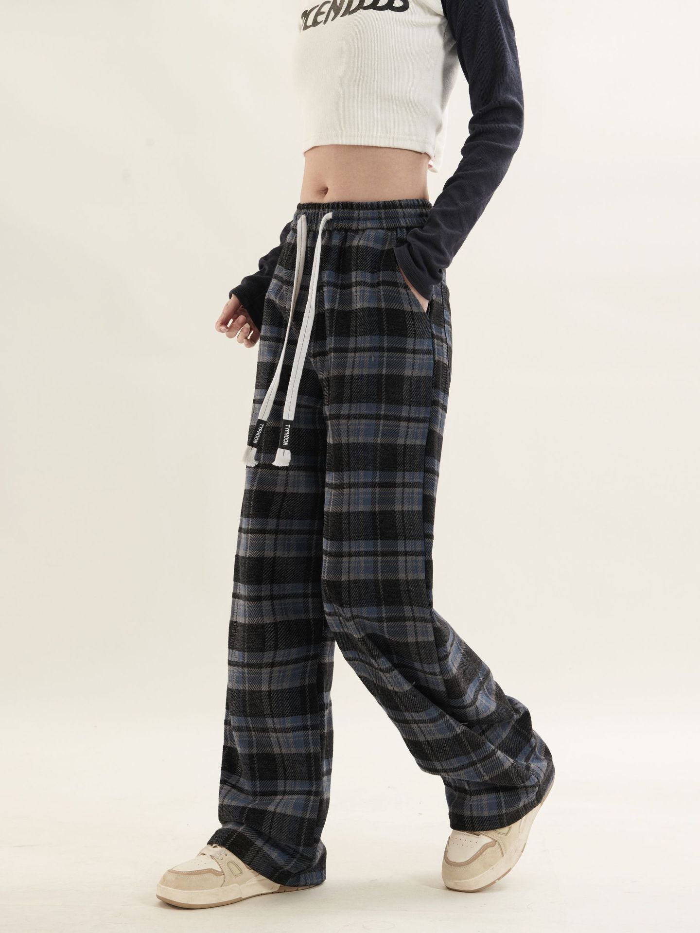 TODAMU® Women's New Style American Retro Plaid Casual Loose Trousers