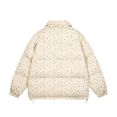 TODAMU® new winter new American retro girly floral all-over printed bow cotton jacket