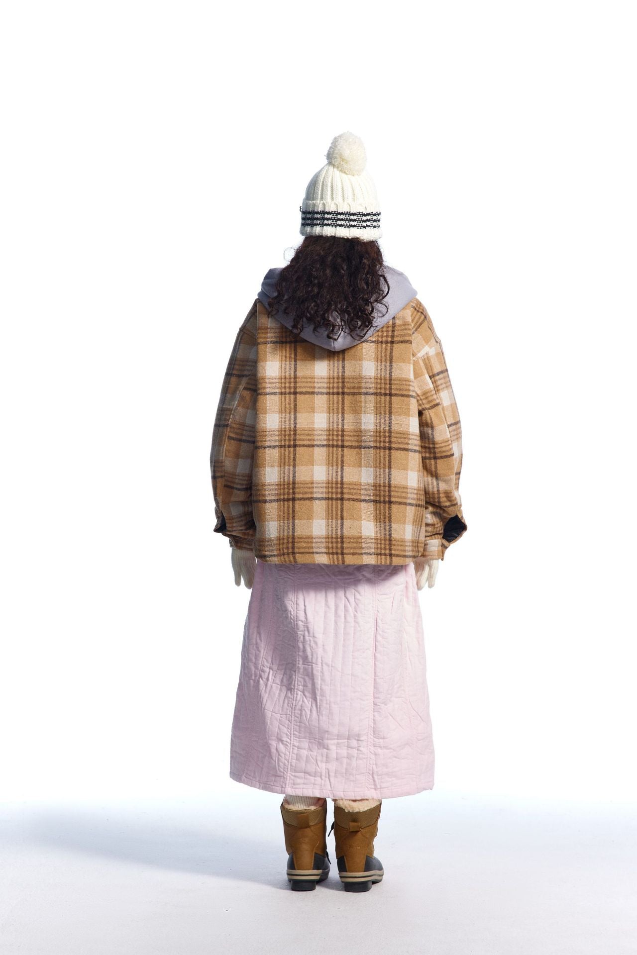 TODAMU® Women's American retro loose embroidered plaid hooded cotton jacket