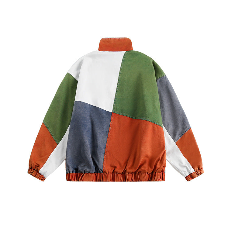 TODAMU® American retro colorful patchwork jacket