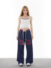 TODAMU® women's clothing American retro hottie embroidery splicing casual trousers