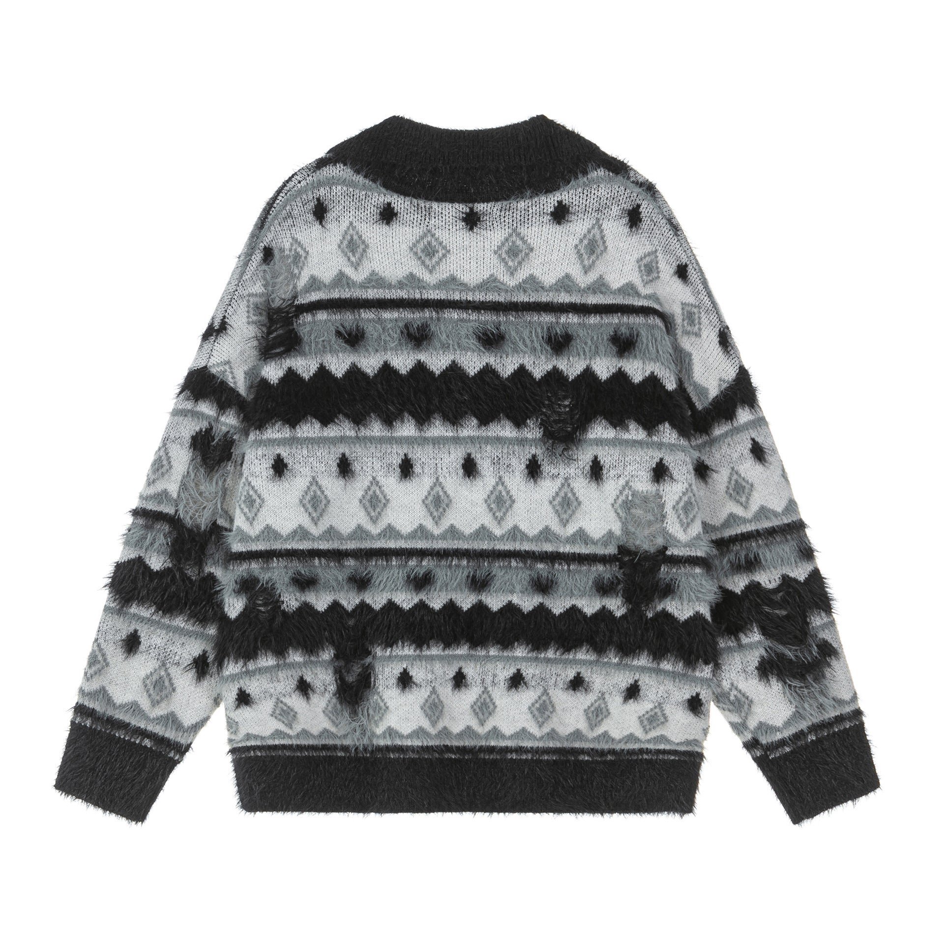 TODAMU® American retro geometric design super soft lapel sweater