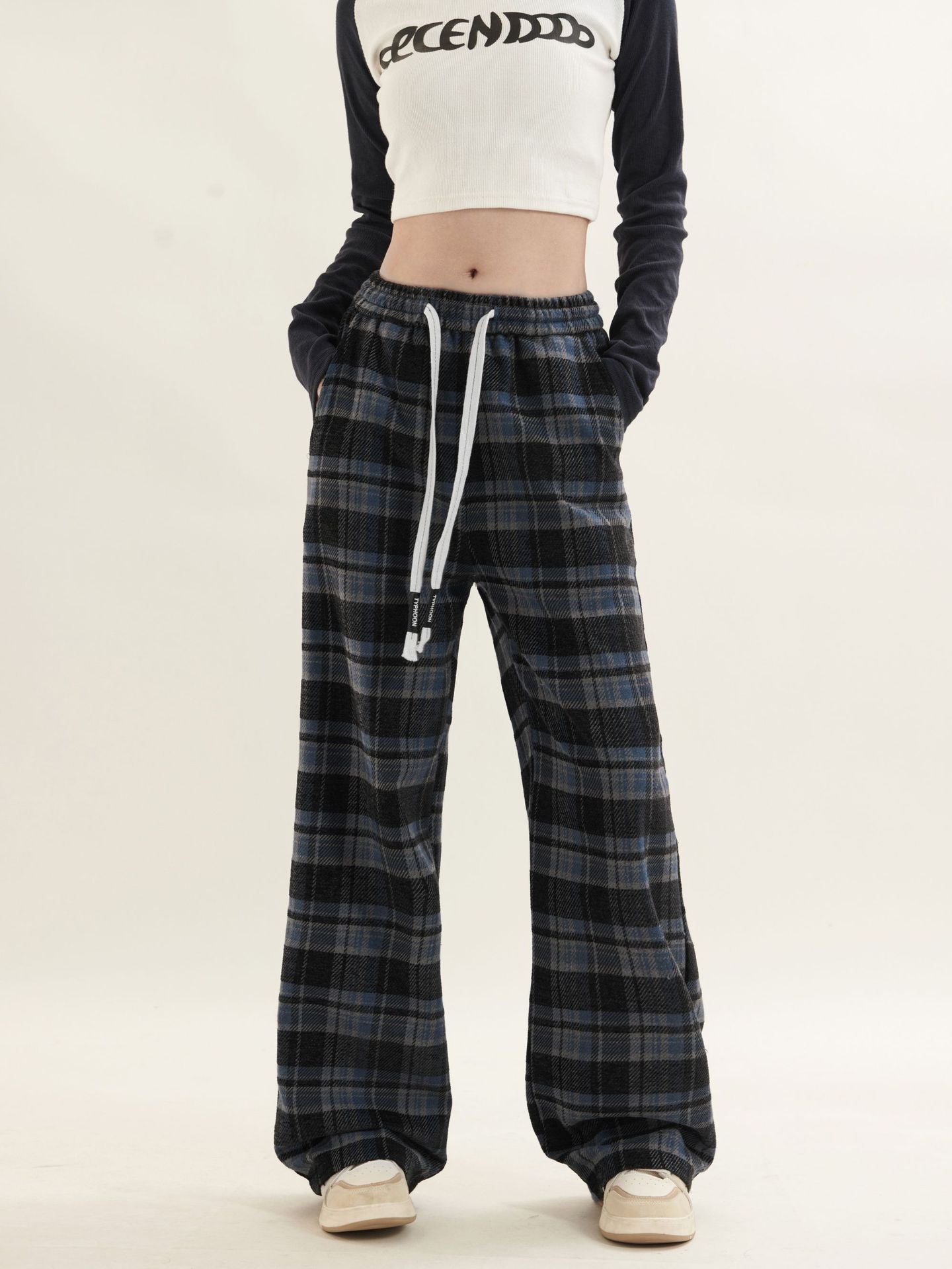 TODAMU® Women's New Style American Retro Plaid Casual Loose Trousers