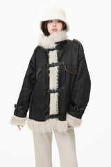 TODAMU® new winter new American retro loose plush splicing cotton jacket