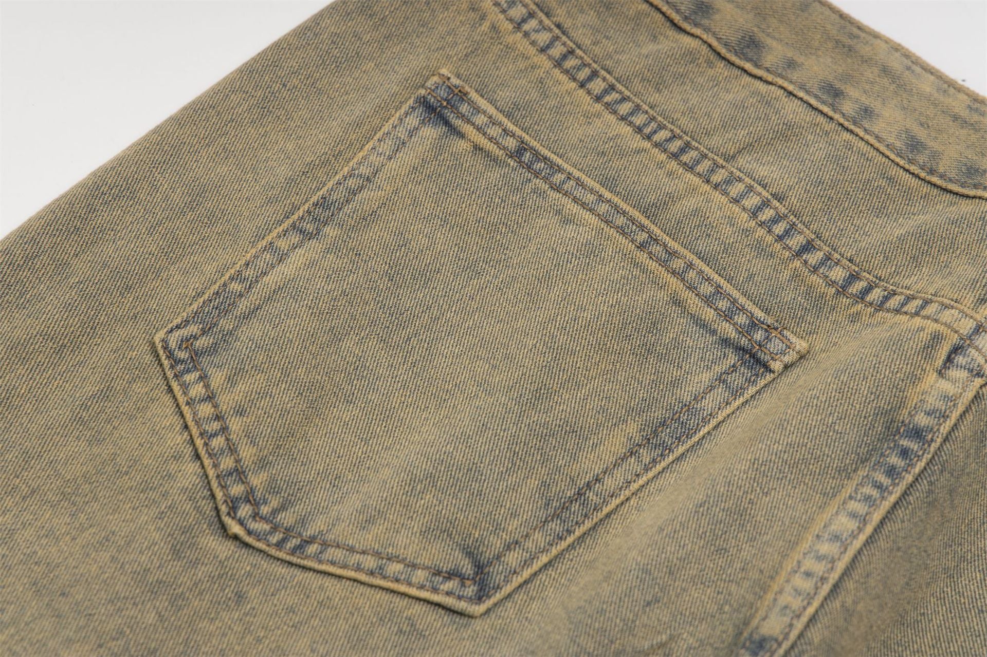 TODAMU® new products American retro street fashion ripped washed denim trousers