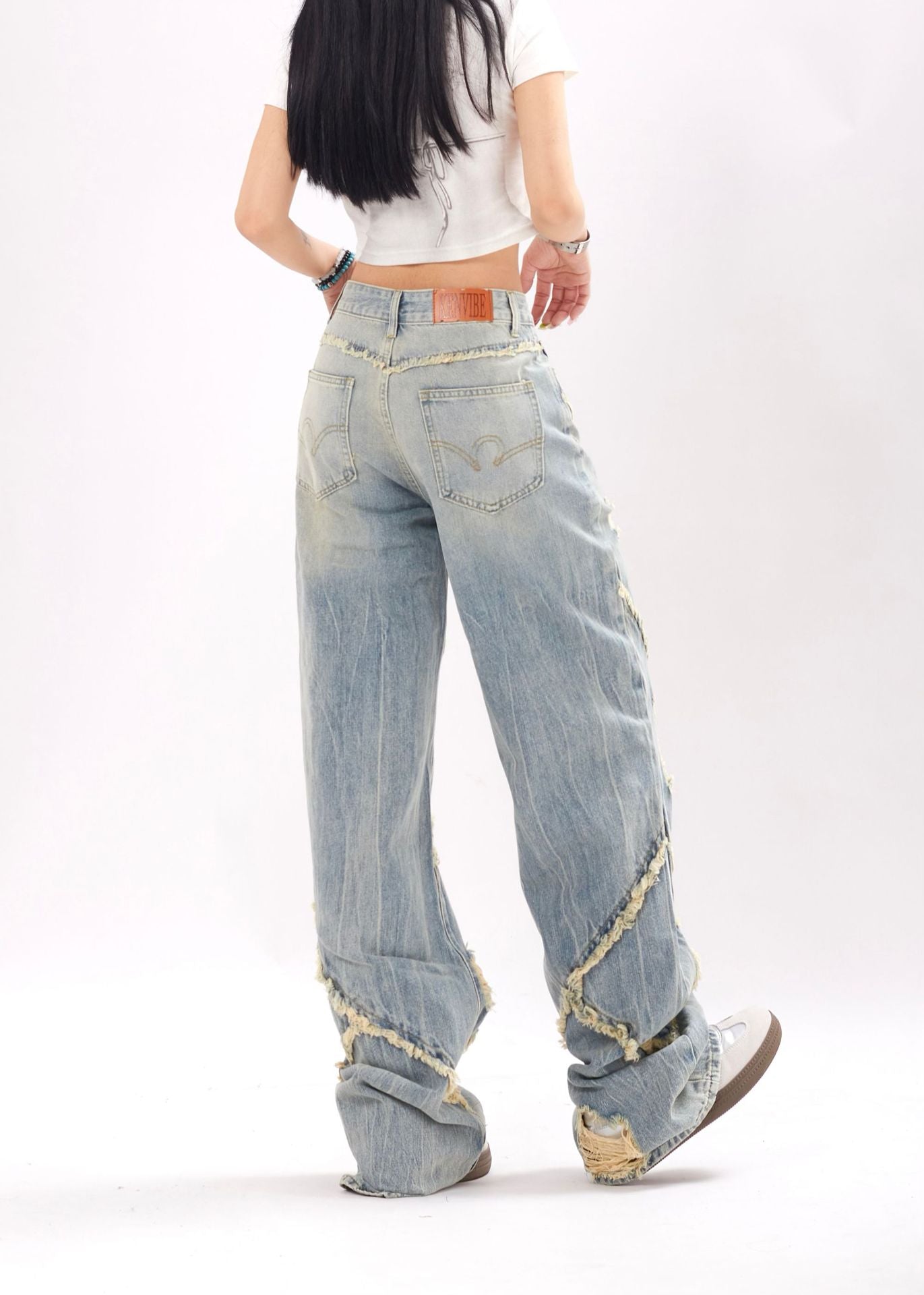 TODAMU® American Retro Street Trend Ripped Washed Denim Trousers