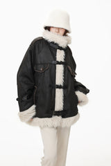 TODAMU® new winter new American retro loose plush splicing cotton jacket