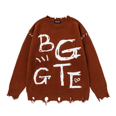 TODAMU® Loose Couple Letter Pullover Sweater