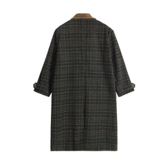 TODAMU® Winter Loose-Fit Stand Collar Checkered Wool Coat