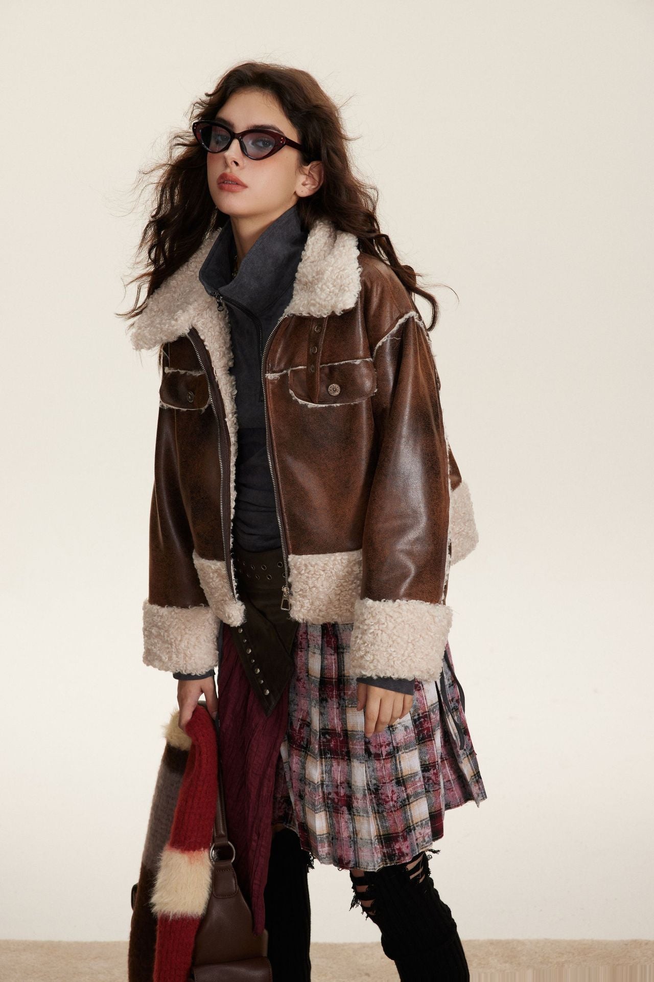 TODAMU® new winter style American retro loose fur all-in-one short cotton jacket