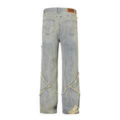 TODAMU® American Retro Street Trend Ripped Washed Denim Trousers