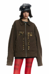 TODAMU® Women's American retro cheetah military jacket