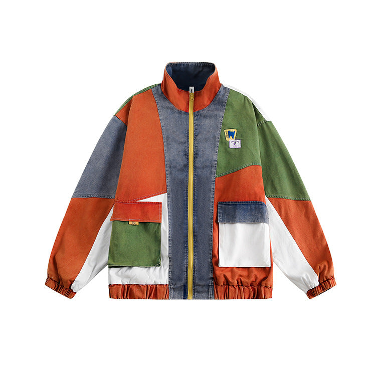 TODAMU® American retro colorful patchwork jacket