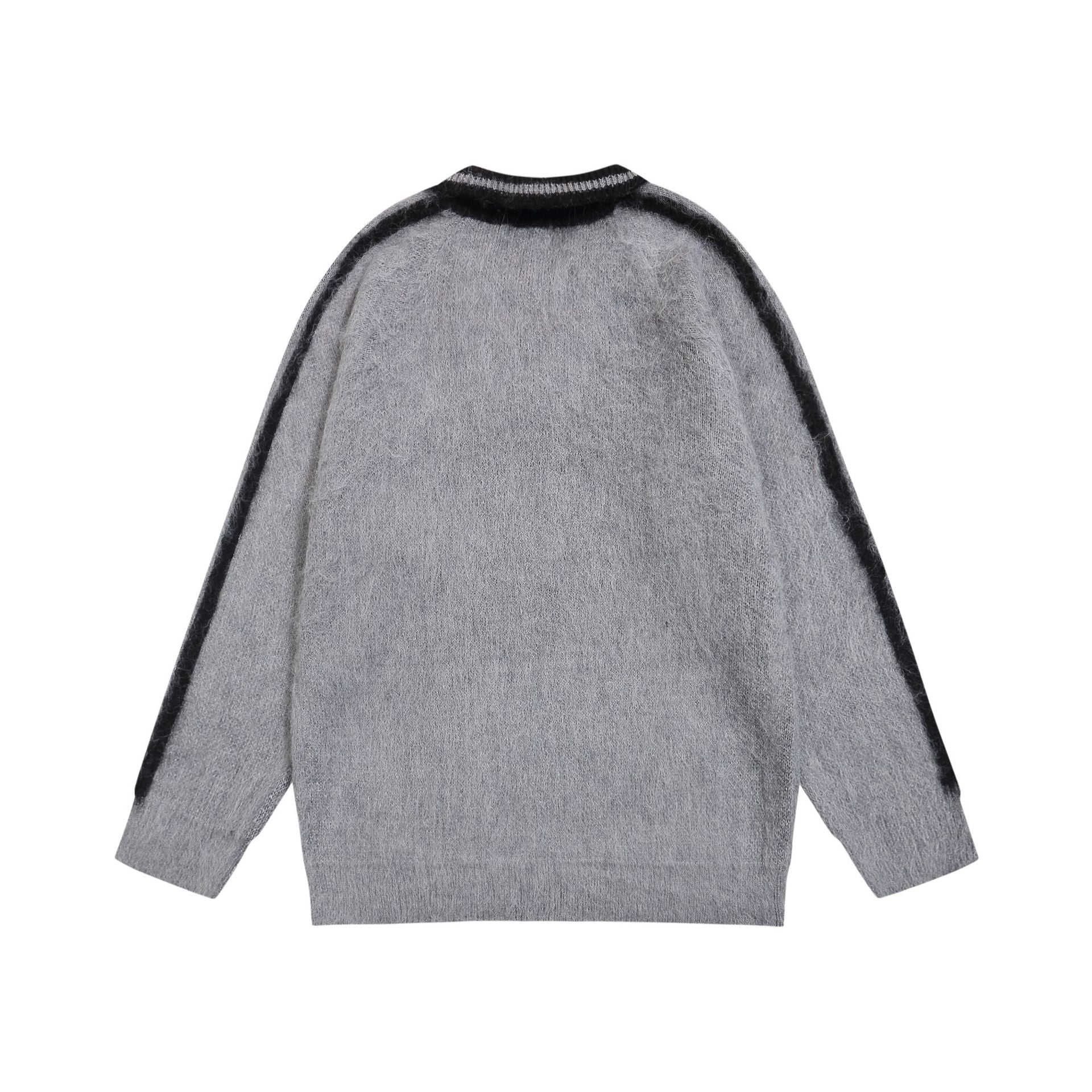 TODAMU® Women's New American Retro Lapel Heavy Color Block Pullover Sweater