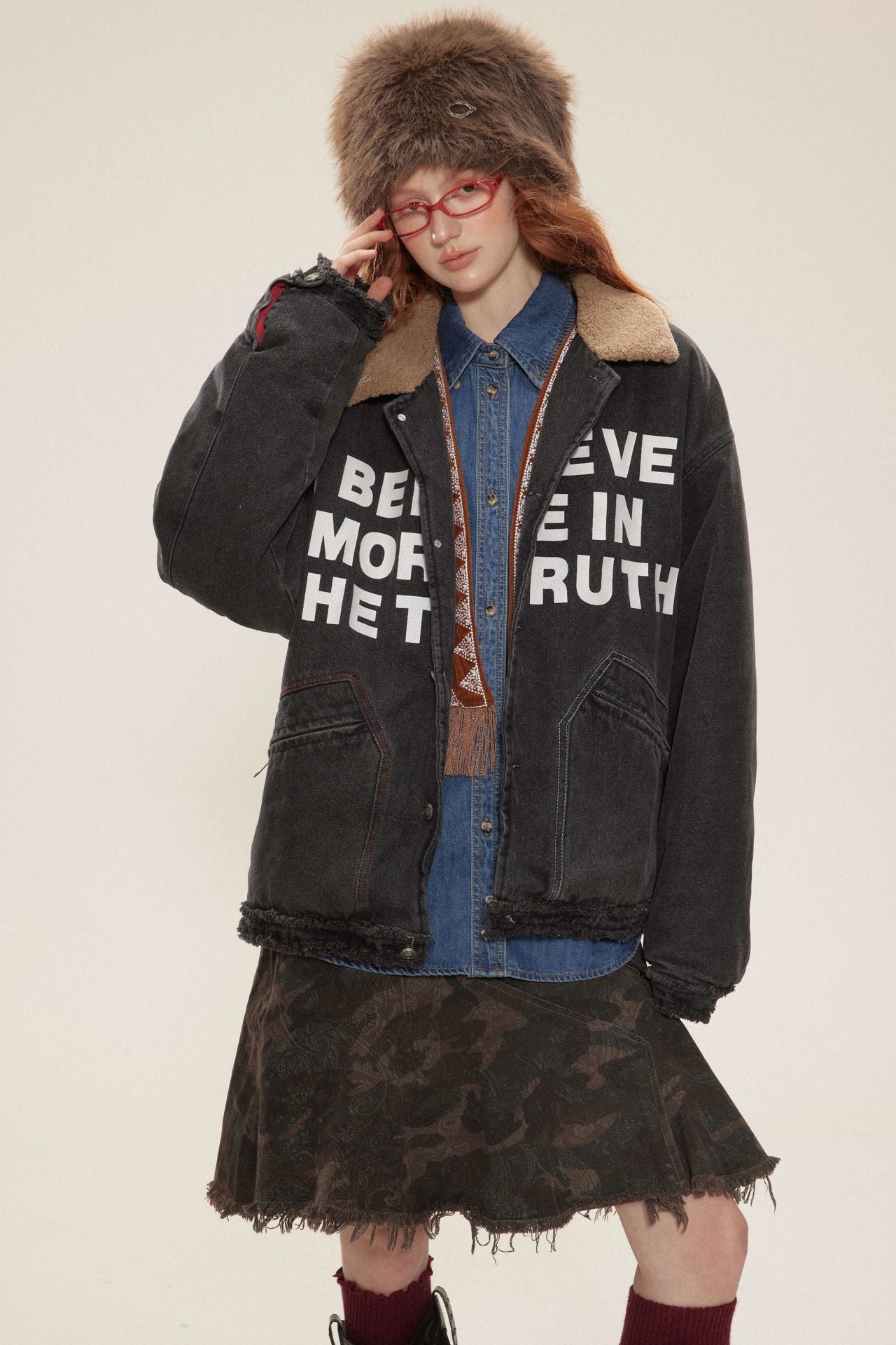 TODAMU® new winter new sweet retro loose denim and cotton jacket