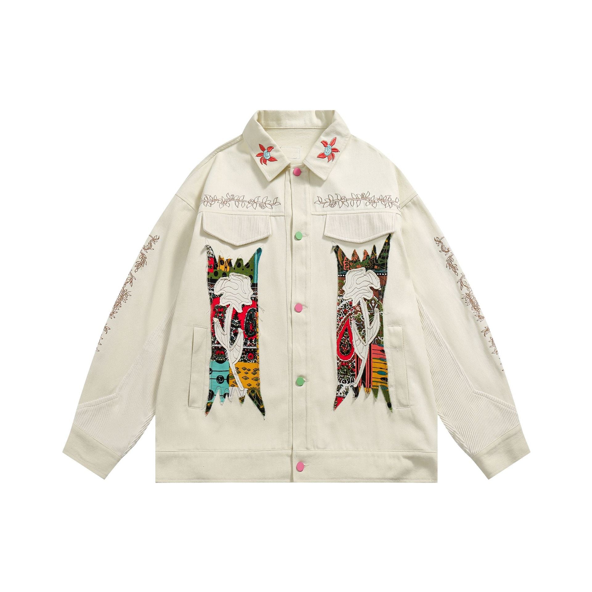 TODAMU® Women's New American Stitching Ethnic Style Patched Embroidered Jacket