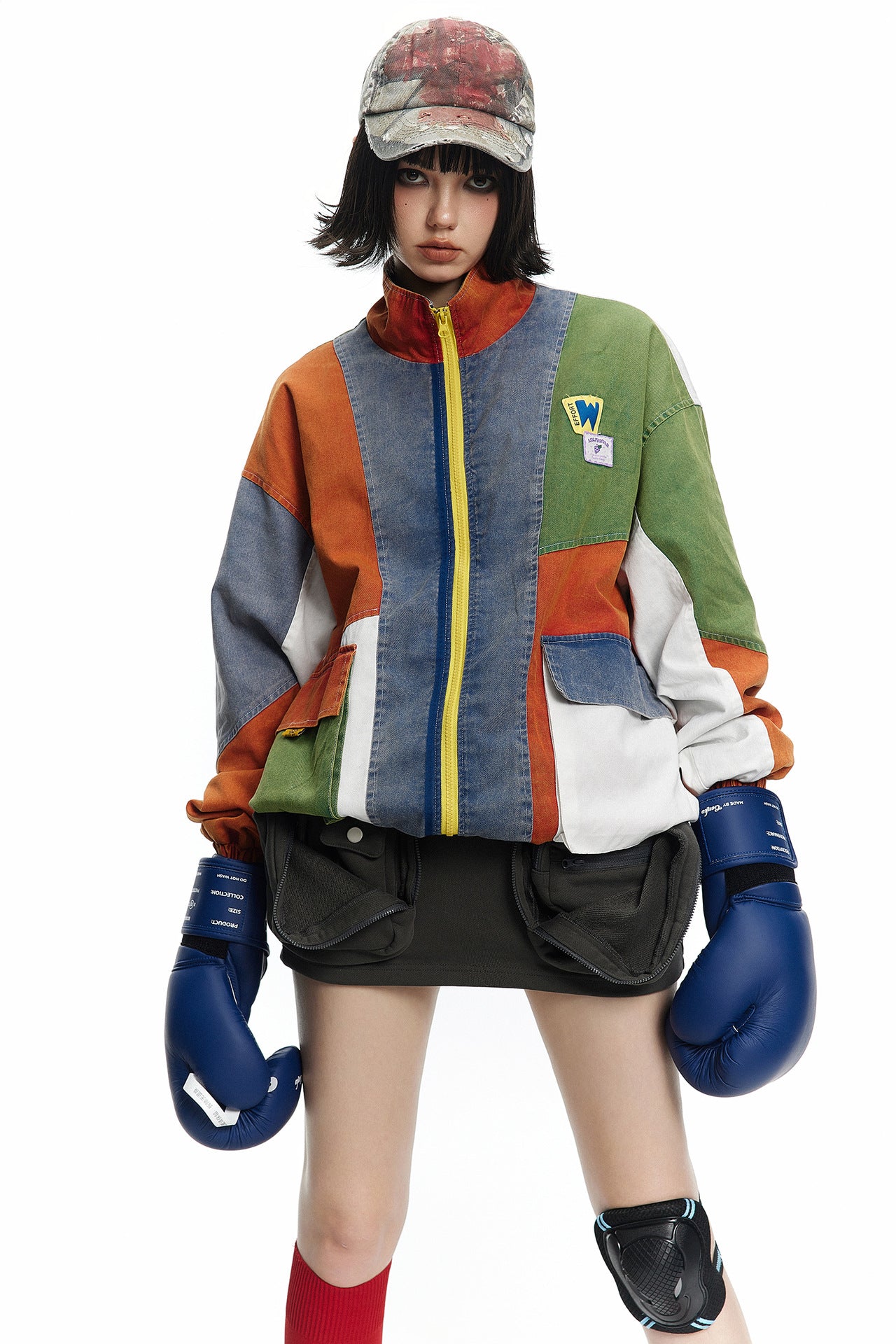 TODAMU® American retro colorful patchwork jacket