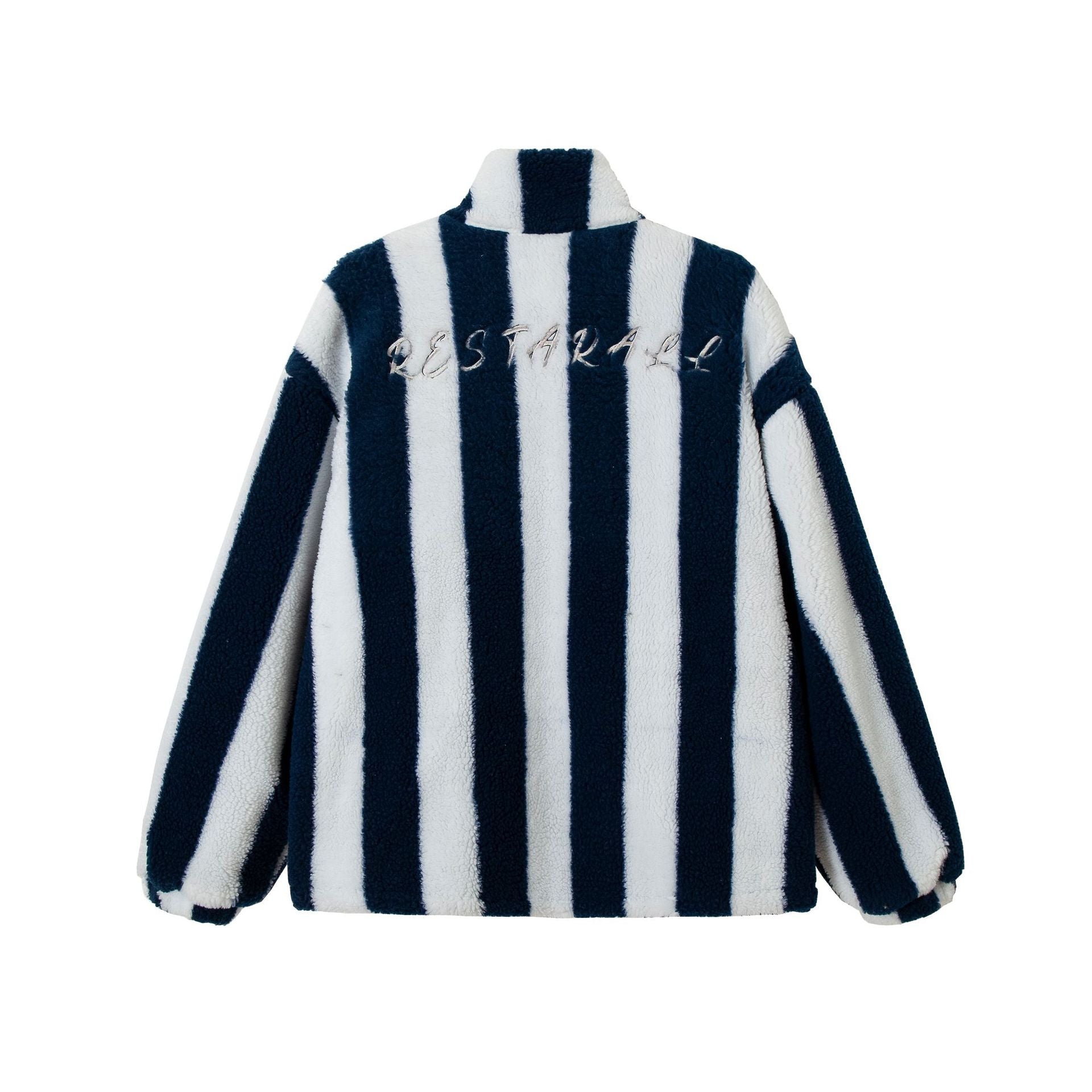 TODAMU® Women's American retro loose classic contrast striped lamb wool coat