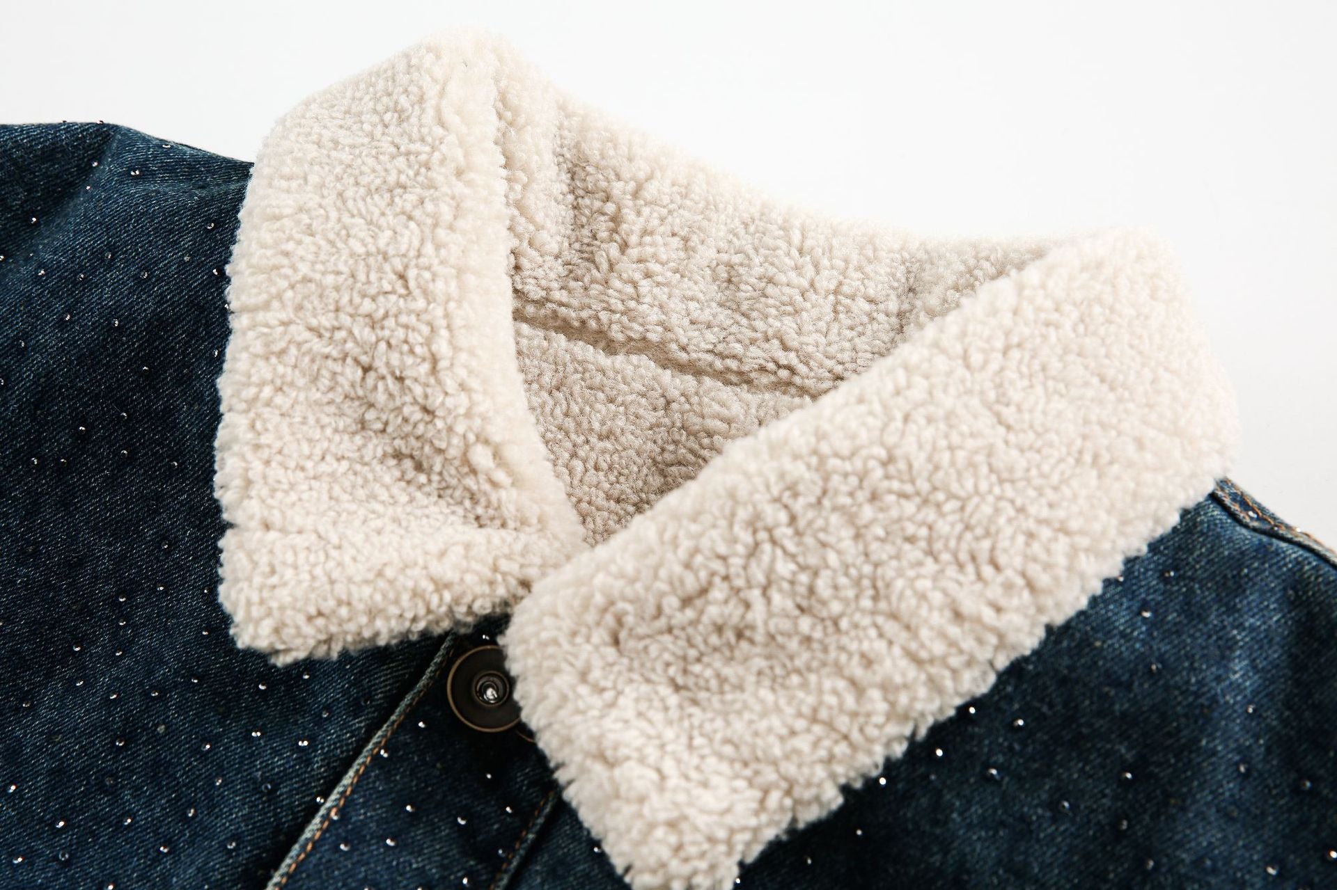 TODAMU® new winter new American retro heavyweight lamb wool denim cotton jacket