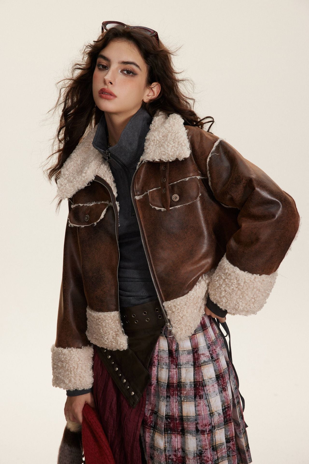 TODAMU® new winter style American retro loose fur all-in-one short cotton jacket