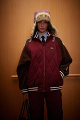 TODAMU® Women's College style American retro embroidered diamond check stitching cotton jacket