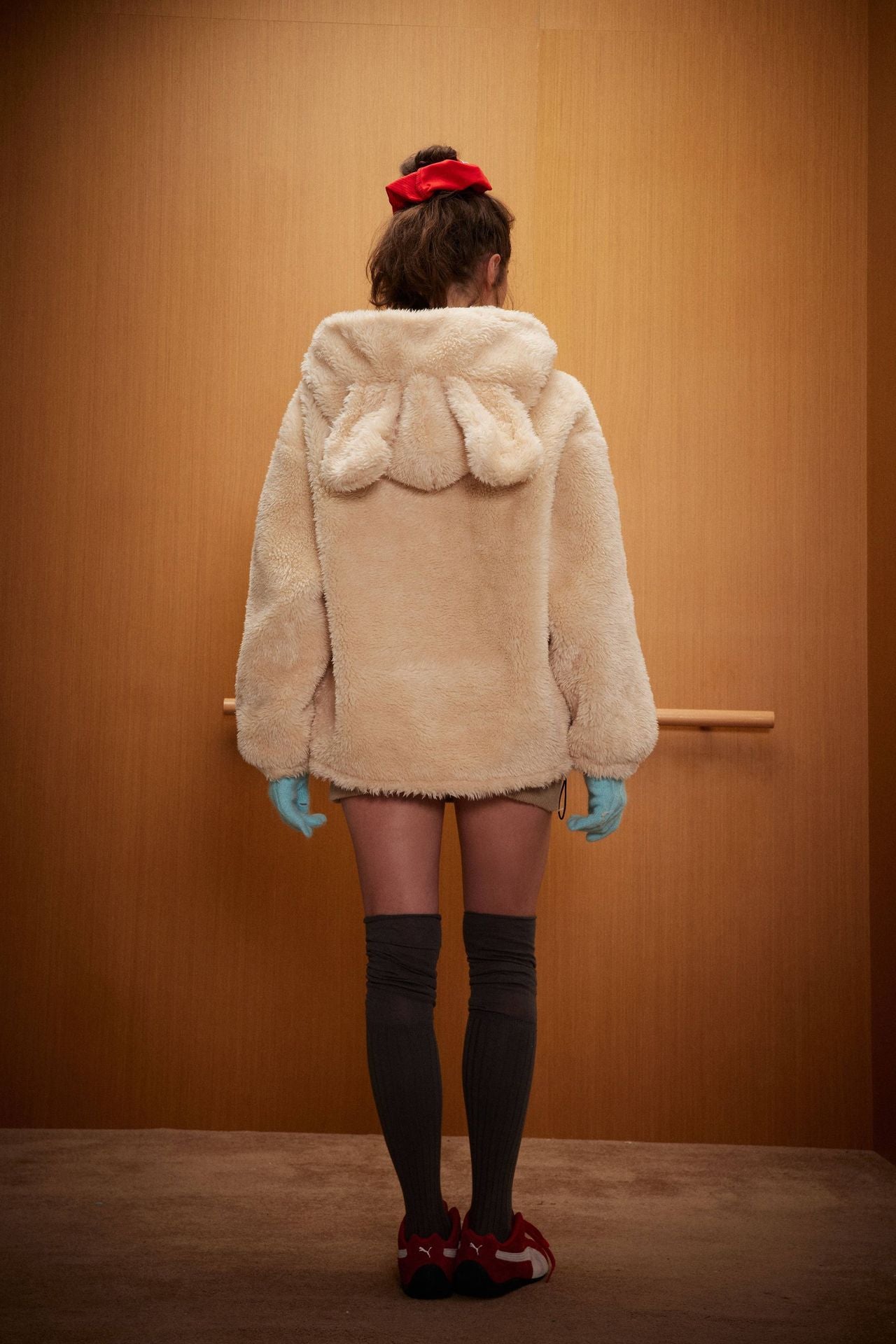 TODAMU® new winter new cute and interesting bunny lamb wool hooded cotton jacket