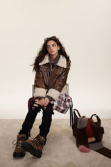 TODAMU® new winter style American retro loose fur all-in-one short cotton jacket