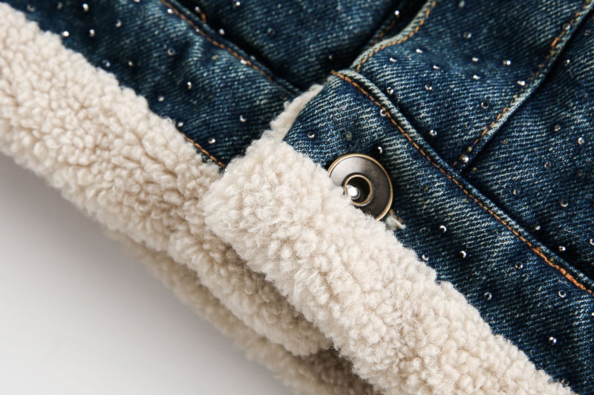 TODAMU® new winter new American retro heavyweight lamb wool denim cotton jacket