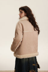 TODAMU® new winter new American retro loose fur all-in-one cotton jacket