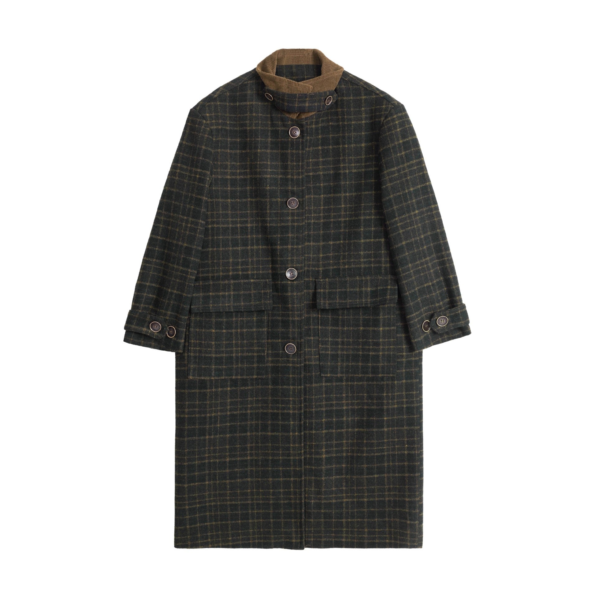 TODAMU® Winter Loose-Fit Stand Collar Checkered Wool Coat