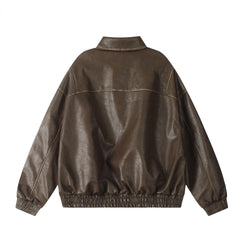 TODAMU® Women's American Retro Distressed Leather Jacket