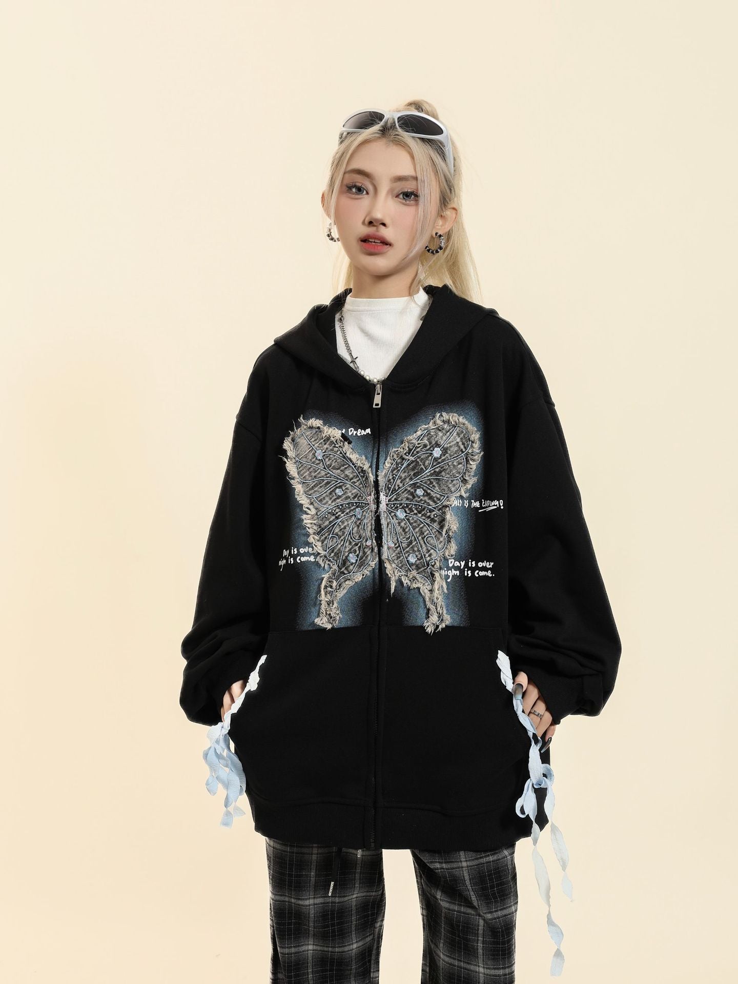 TODAMU® Spring Women's New Loose, Cute and Fun Embroidered Hooded Sweatshirt Jacket