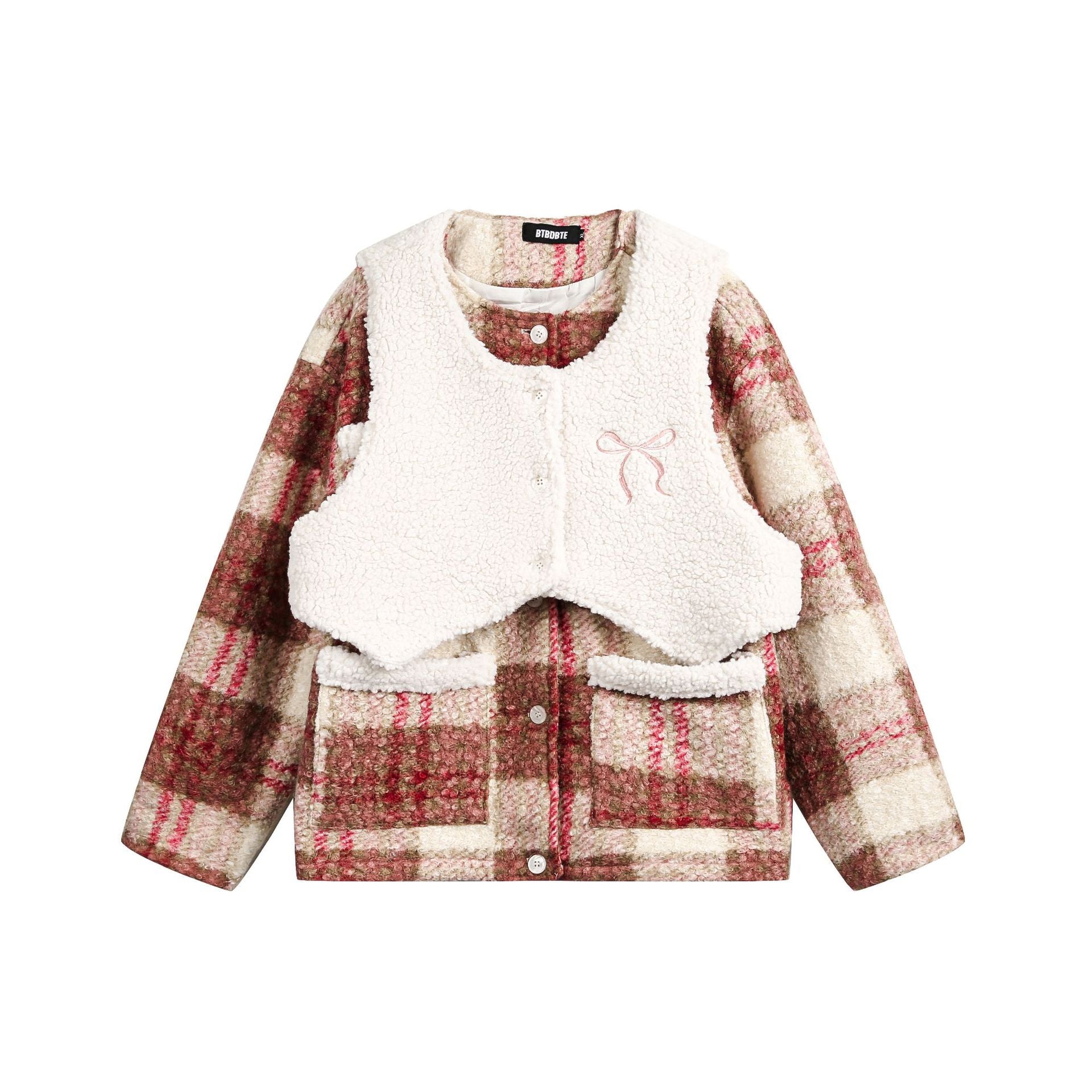 TODAMU®  new winter new sweet girly vest detachable lamb wool cotton jacket