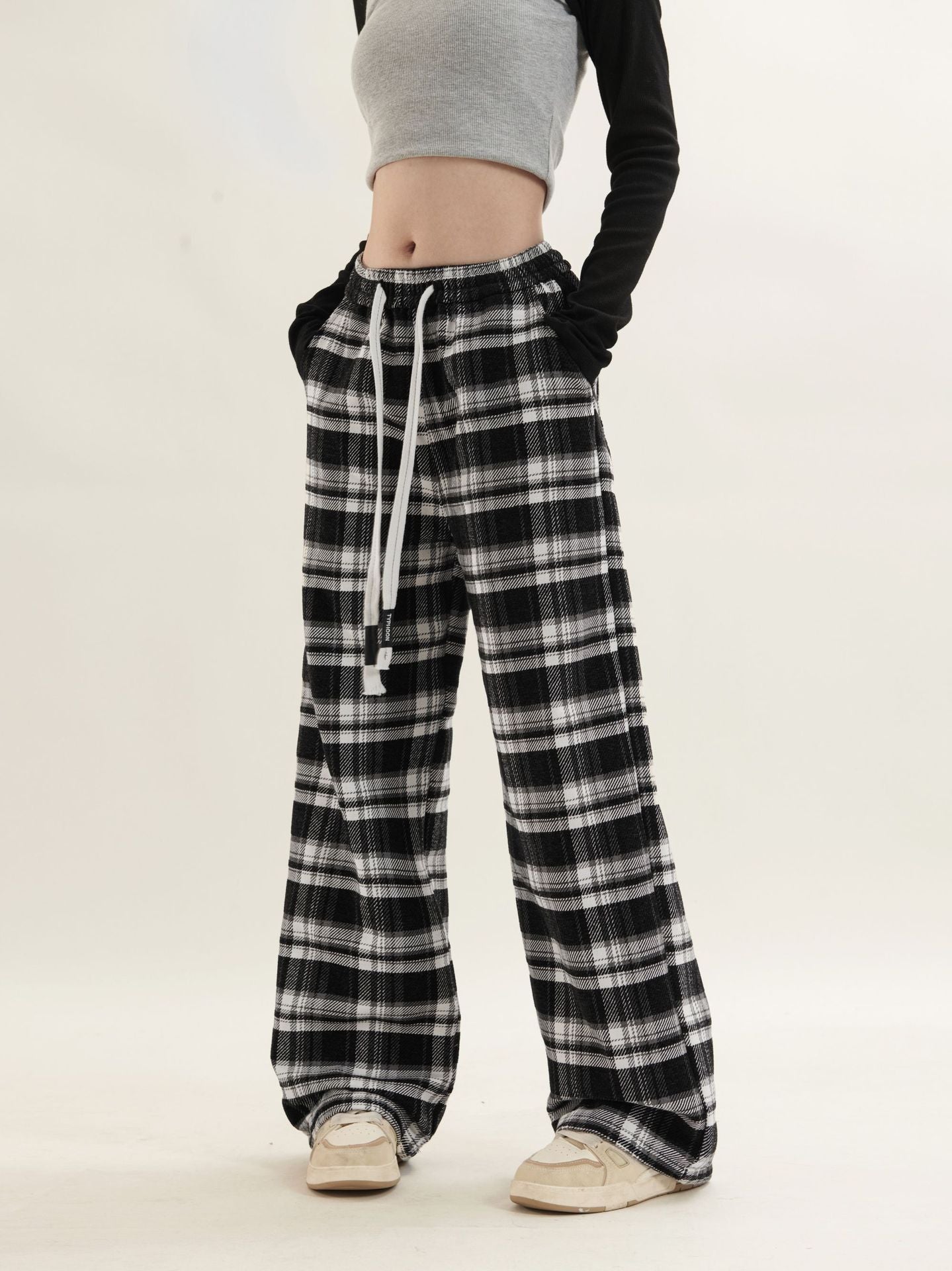 TODAMU® Women's New Style American Retro Plaid Casual Loose Trousers