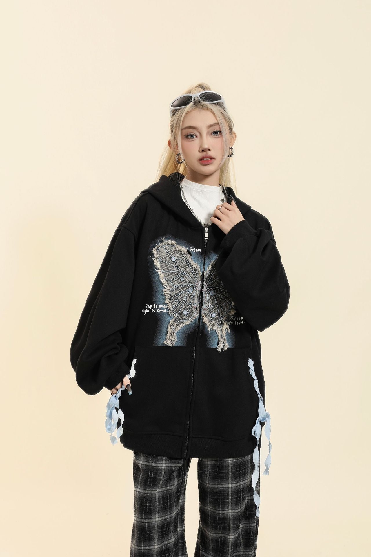 TODAMU® Spring Women's New Loose, Cute and Fun Embroidered Hooded Sweatshirt Jacket