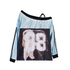 TODAMU® New American Retro Spice Girl Pattern Off-shoulder Long Sleeve T-shirt