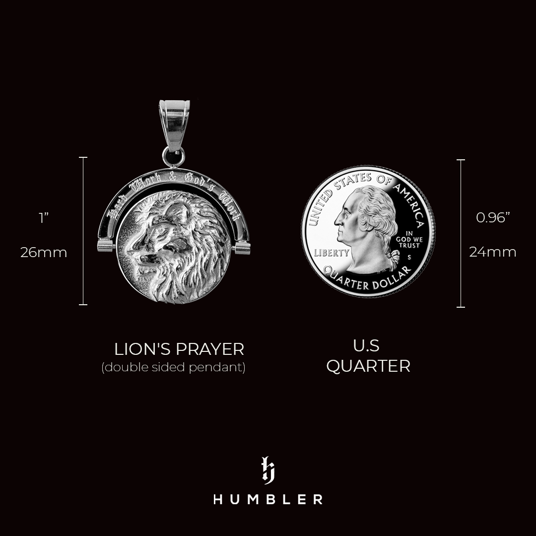 Lion's Prayer - Double Sided Pendant ( Gold )