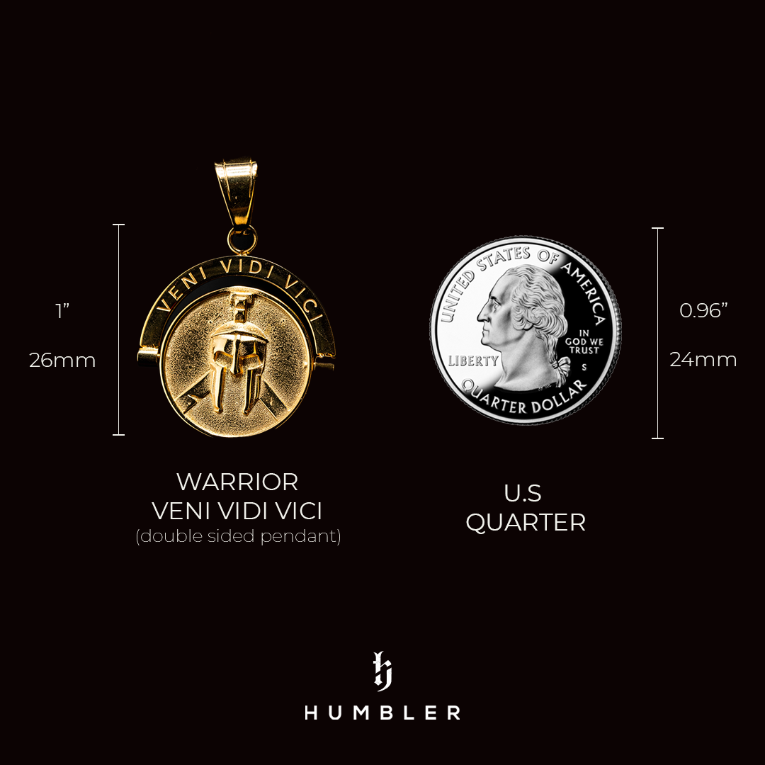 Warrior 'Veni Vidi Vici' - Double Sided Pendant ( Gold )