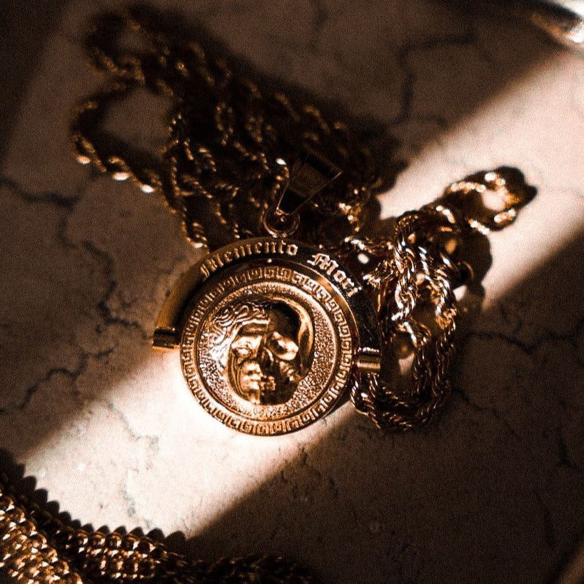 'Memento Mori' - Double Sided Pendant ( Gold )